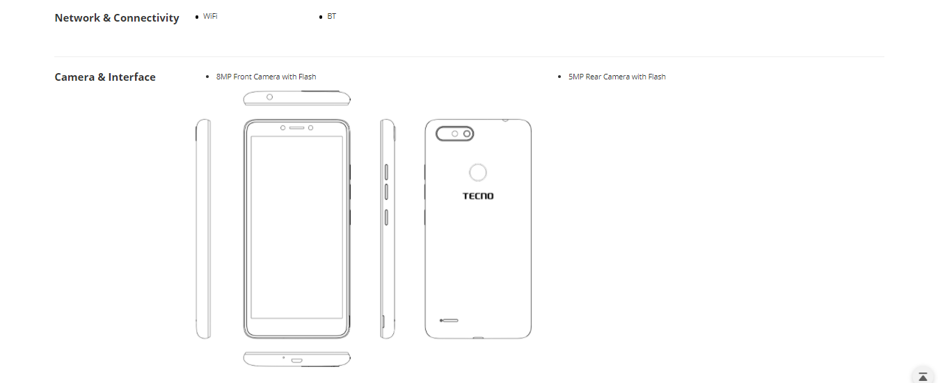 Specifications of the Tecno Pop2F